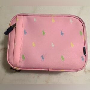 Ralph Lauren Big Pony Print Insulated Canvas Lunch Bag Tote Pink